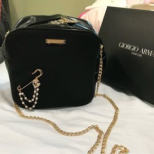 GIORGIO ARMANI  Black Beauty Pouch Bag converted into a crossbody bag